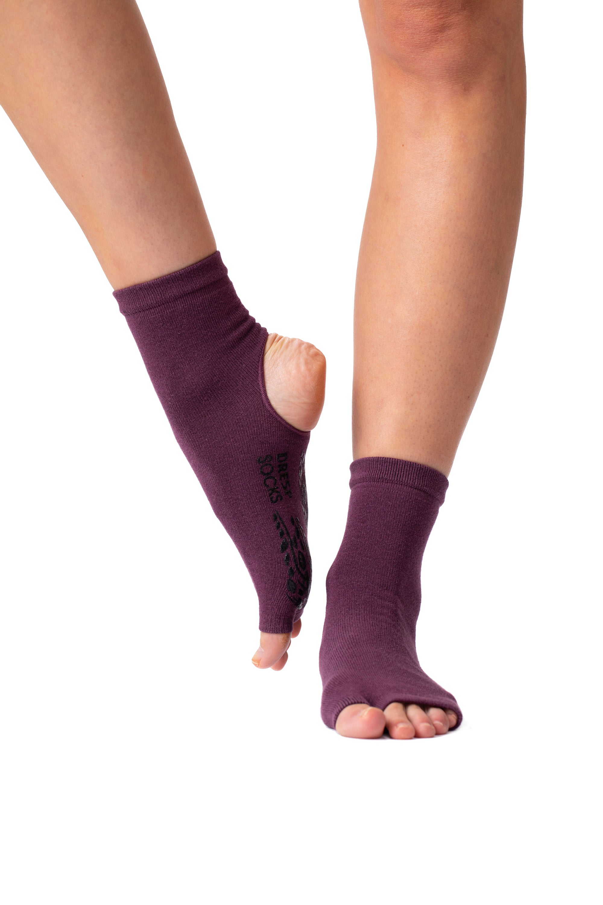 DRESP Zehen- und Fersenfreie Elegante Yoga Socke mit Anti-Rutsch-Sohle -  Baumwoll-Mix Stulpe
